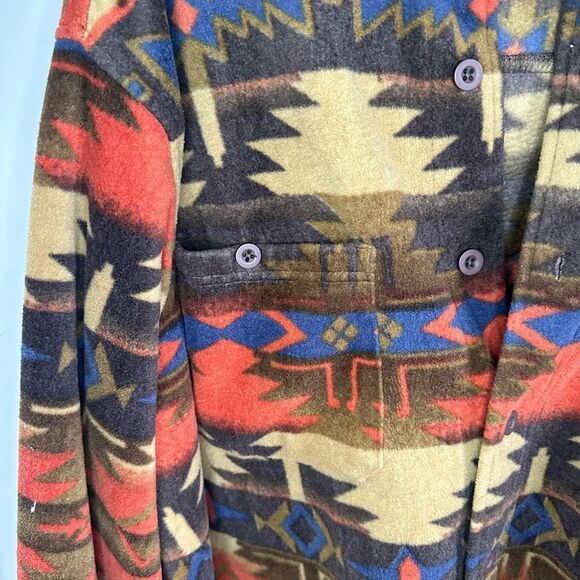 Vintage King Size Fleece Aztec Button Up Jacket - Picture 4 of 6